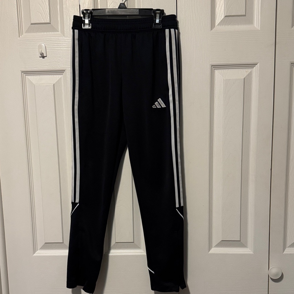 Adidas Kids Black Joggers with White Stripes